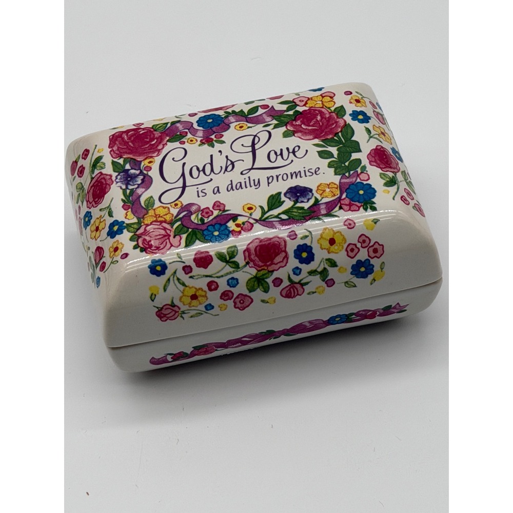 God's Love a Daily Promise Floral Ceramic Trinket Box T9662 Taiwan  Warner Press